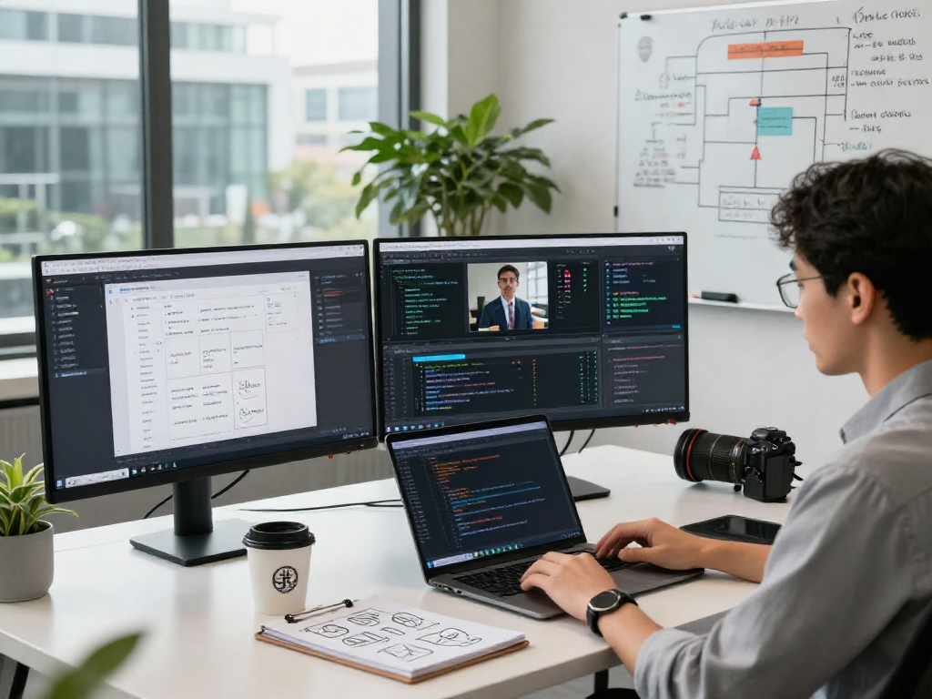 AI detector platform in a modern workspace analyzing image moderation data.