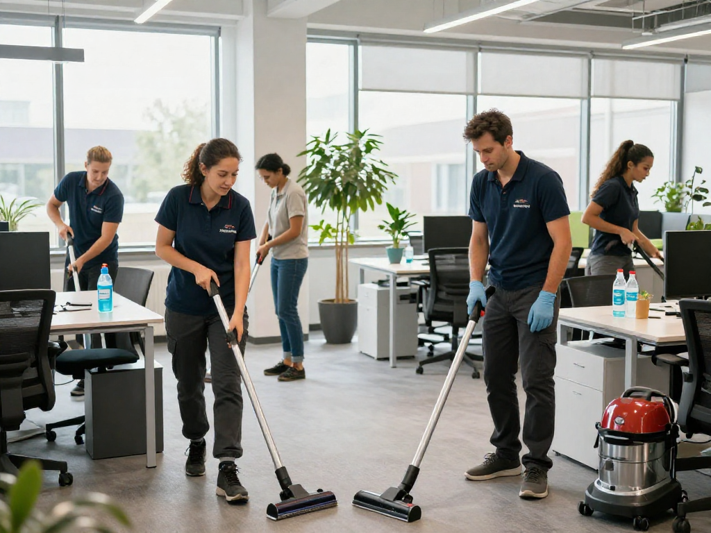 Reinigungsdienst in Dortmund: Professionelles Team sorgt für Sauberkeit in modernen Büros.